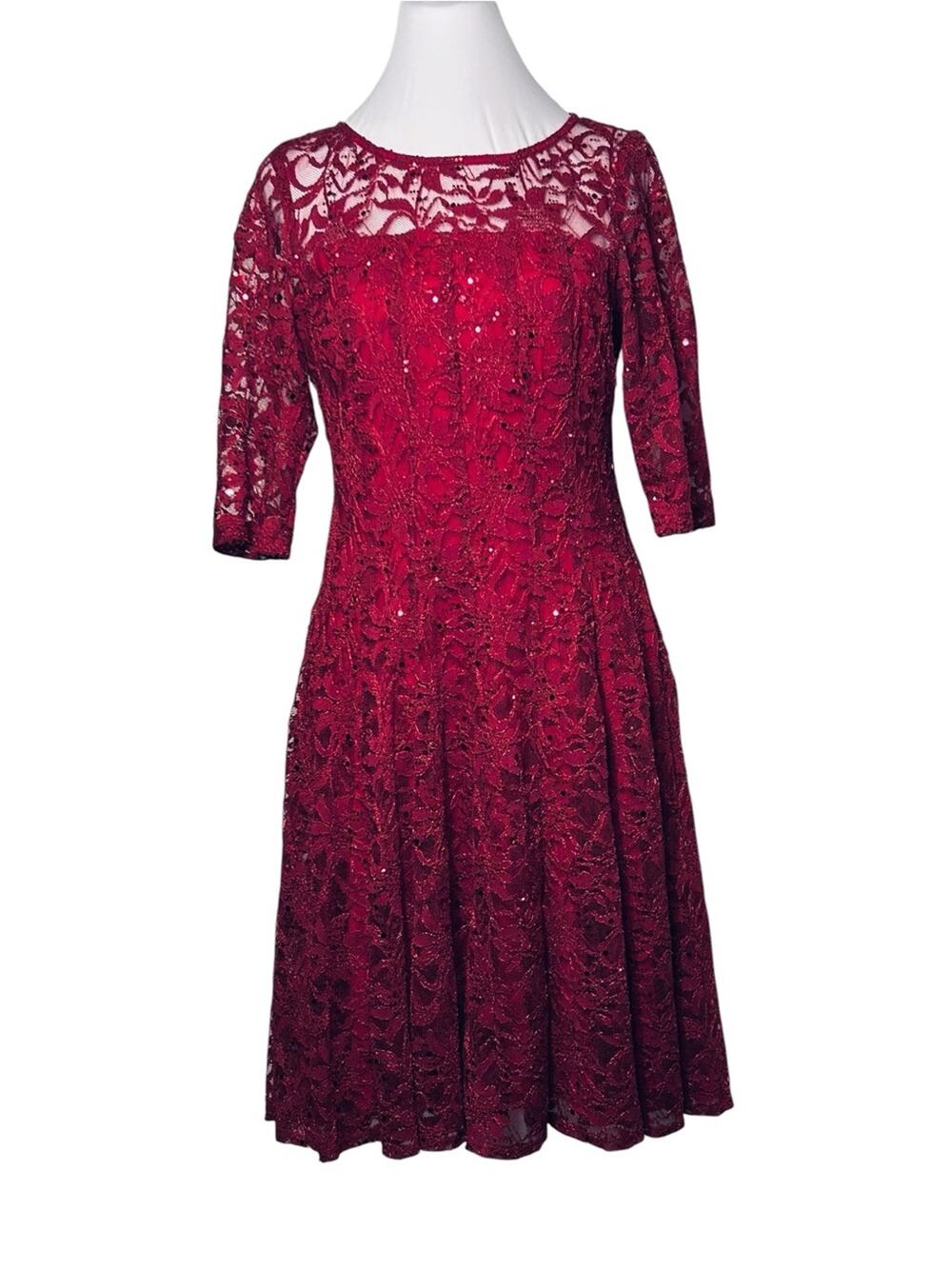 Rabbit Rabbit Rabbit Dress Size 10 Burgundy Lace Sequins Special Event Party